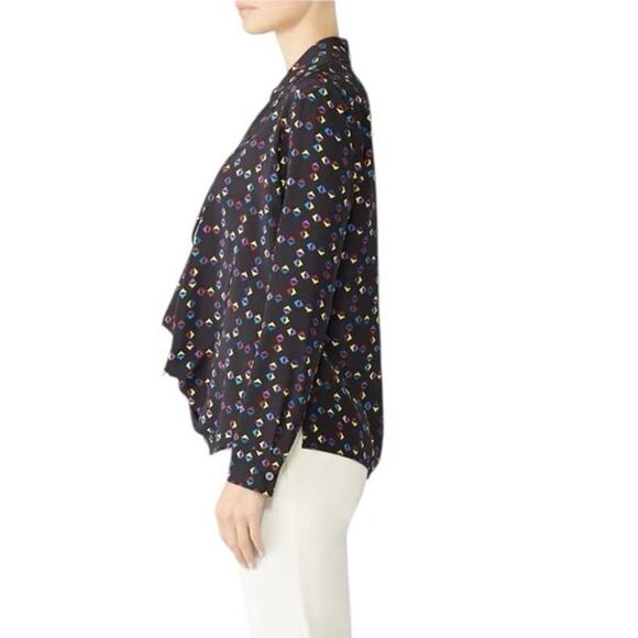 Derek Lam Silk Cuneiform Print Collared Drape Blouse Size 0 Relaxed Fit - Picture 8 of 16